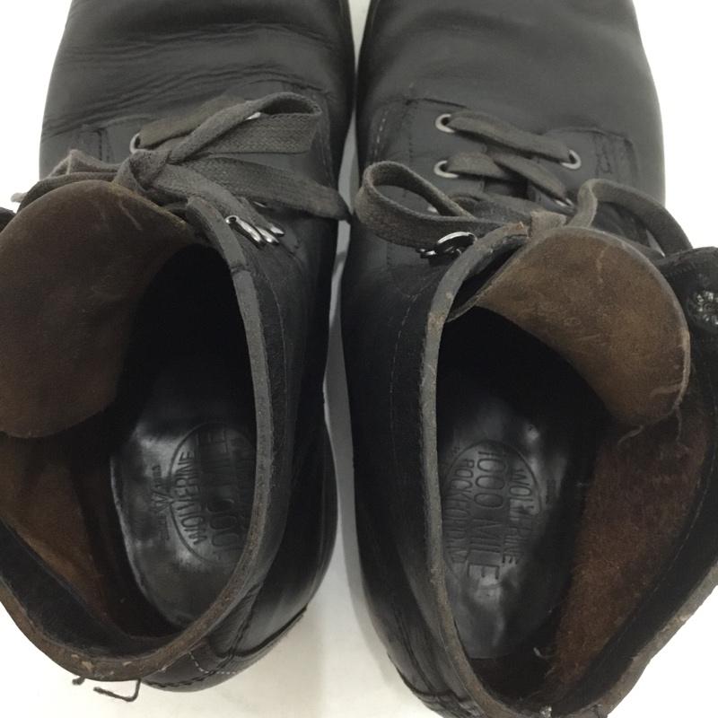 ウルウ゛ァリン WOLVERINE ブーツ ショートブーツ 1000MILE BOOTS レースアップ 無地 黒 / ブラック /  メンズ USED 古着 中古 10142085