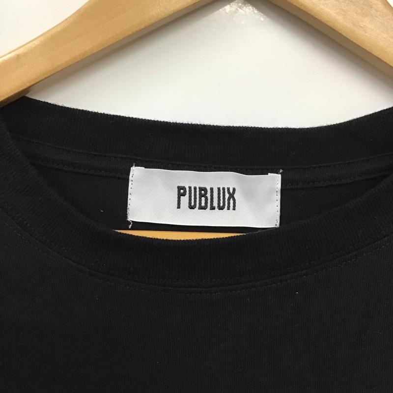 パブリュクス PUBLUX Tシャツ 半袖 半袖カットソー プリントTシャツ クルーネックカットソー XL ロゴ、文字 黒 / ブラック /  メンズ USED 古着 中古 10131613