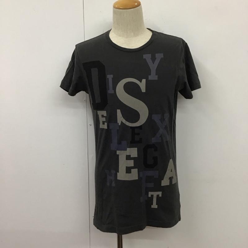 ディーゼル DIESEL Tシャツ 半袖 クルーネック S ロゴ、文字 チャコールグレー / チャコールグレー /  メンズ USED 古着 中古 10110828