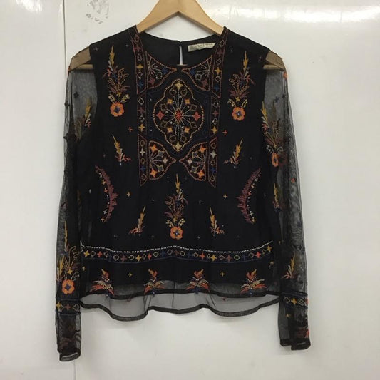 ザラベーシック ZARA BASIC カットソー 長袖 M 刺繍 黒 / ブラック /  レディース USED 古着 中古 10124796
