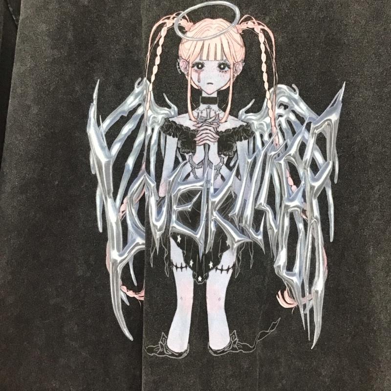 ラブキラー LOVE KILLER Tシャツ 半袖 半袖カットソー プリントTシャツ クルーネックカットソー プリント 黒 / ブラック /  メンズ USED 古着 中古 10135476