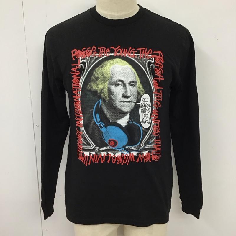 ステューシー STUSSY カットソー 長袖 長袖カットソー クルーネックカットソー ロングスリーブカットソー プリントTシャツ M プリント 黒 / ブラック /  メンズ USED 古着 中古 10119959