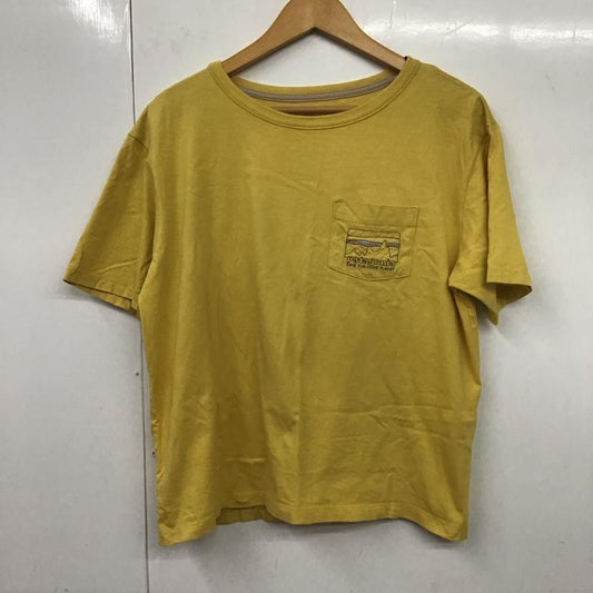 パタゴニア patagonia Tシャツ 半袖 37532 スカイライン オーガニック イージーカット ポケット ティー S ロゴ、文字 黄 / イエロー /  レディース USED 古着 中古 10131082