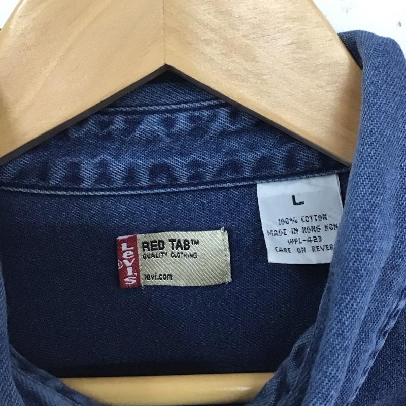 リーバイス Levi s シャツ、ブラウス 長袖 ボタンダウンシャツ デニムシャツ L 無地 インディゴ / インディゴ /  メンズ USED 古着 中古 10128550