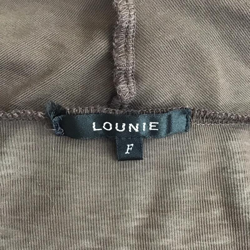 ルーニィ LOUNIE カーディガン 長袖 18528218 フード付き 日本製 コットン FREE 無地 ダークブラウン / ダークブラウン /  レディース USED 古着 中古 10114430