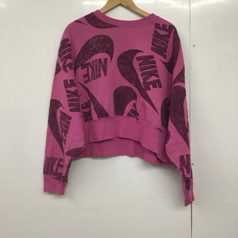 ナイキ NIKE トレーナー 長袖 cj2053-691 総柄スウェット 長袖トレーナー M ロゴ、文字 桃 / ピンク /  レディース USED 古着 中古 10142651