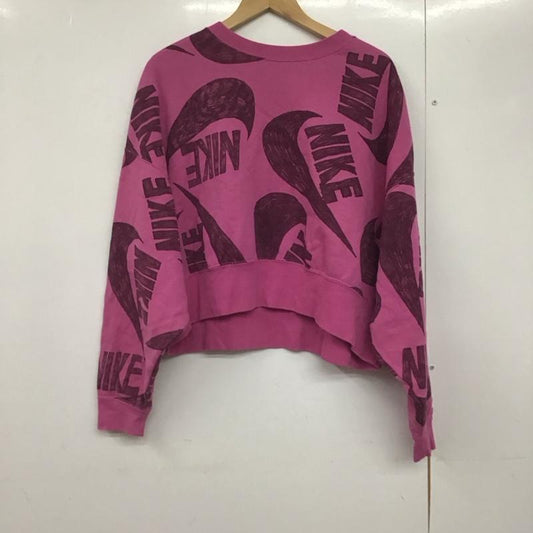 ナイキ NIKE トレーナー 長袖 cj2053-691 総柄スウェット 長袖トレーナー M ロゴ、文字 桃 / ピンク /  レディース USED 古着 中古 10142651