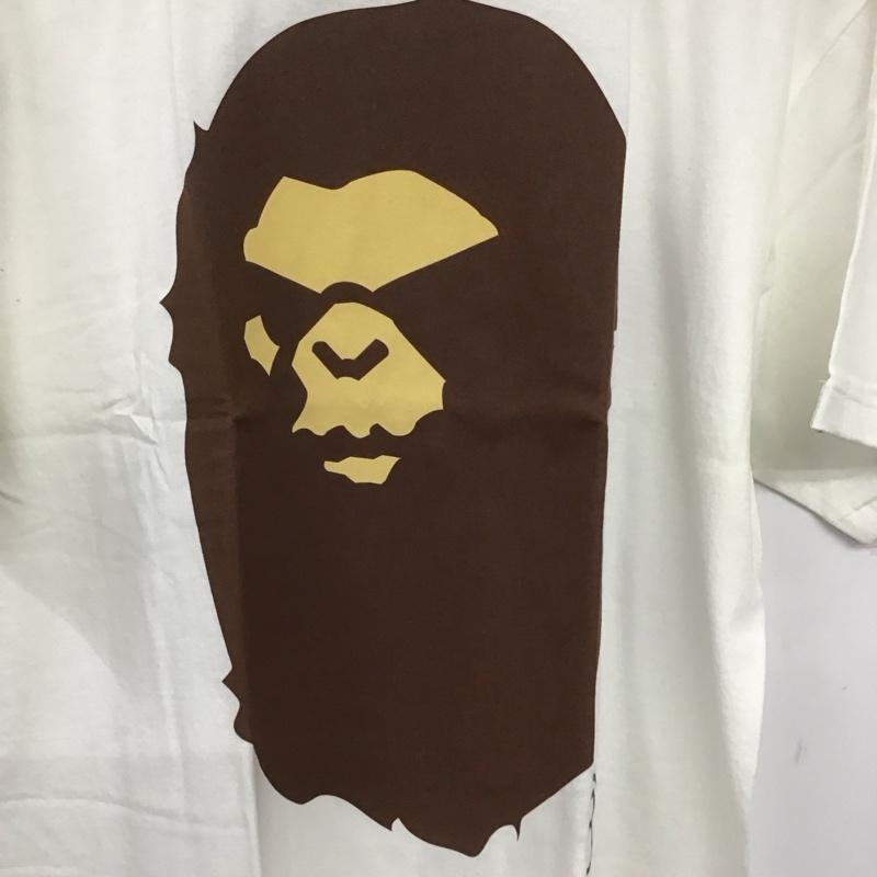 ベイプ BAPE Tシャツ 半袖 半袖カットソー プリントTシャツ クルーネックカットソー L プリント 白 / ホワイト /  メンズ USED 古着 中古 10141376