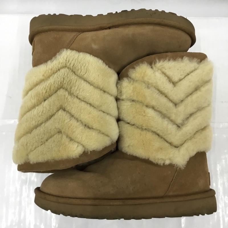 アグ UGG ブーツ 一般 1012391 TANIA シープスキンファー ヘリンボーン 24cm 箱有 24.0cm 無地 ベージュ / ベージュ /  レディース USED 古着 中古 10105886