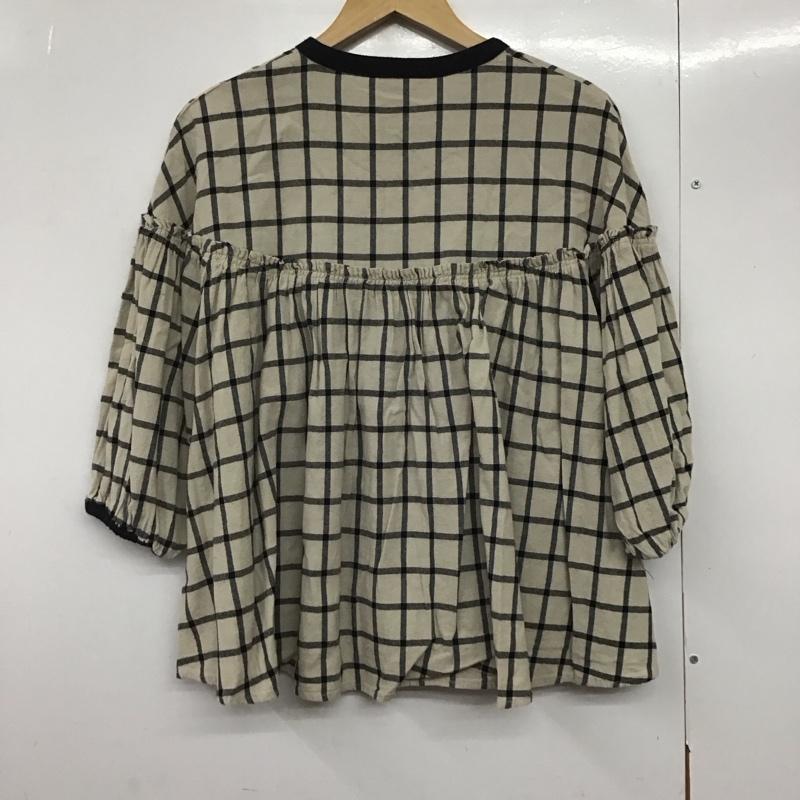 サマンサモスモス Samansa Mos2 シャツ、ブラウス 半袖 1711129 配色ギャザーブラウス FREE チェック 黒 / ブラック / X ベージュ / ベージュ /  レディース USED 古着 中古 10141986
