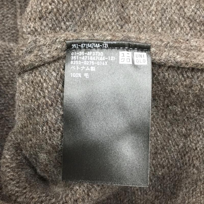 ユニクロ UNIQLO カーディガン 長袖 351-471847 ラムニットジャケット 襟付き M 無地 茶 / ブラウン /  メンズ USED 古着 中古 10150800