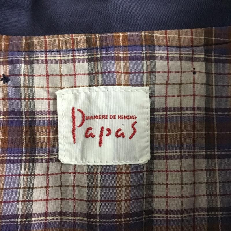 パパス PAPAS ジャケット、上着 ジャンパー、ブルゾン カジュアルジャケット カラージャケット ポケットジャケット アウター L ロゴ、文字 紺 / ネイビー /  メンズ USED 古着 中古 10110091