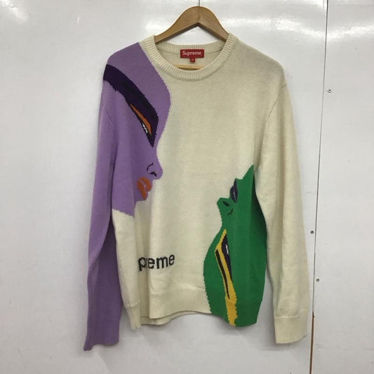 シュプリーム Supreme ニット、セーター 長袖 21AW FacesSweater セーター M プリント 白 / ホワイト /  メンズ USED 古着 中古 10148930