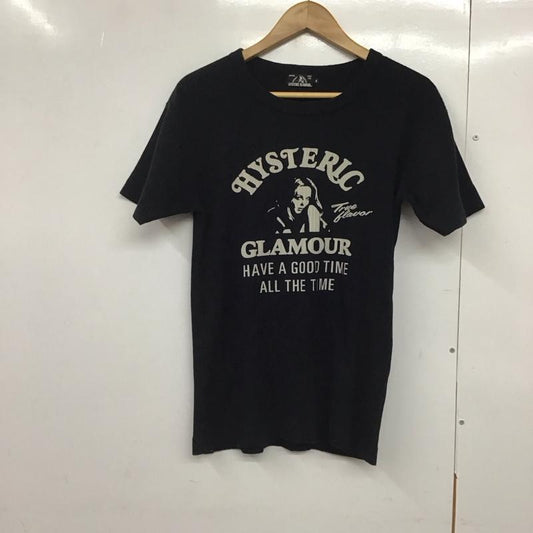 ヒステリックグラマー HYSTERIC GLAMOUR Tシャツ 半袖 半袖カットソー プリントTシャツ クルーネックカットソー リブ S プリント 黒 / ブラック /  メンズ USED 古着 中古 10141733