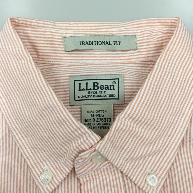 エルエルビーン L.L.Bean シャツ、ブラウス 長袖 ボタンダウンシャツ M ストライプ 白 / ホワイト / X 橙 / オレンジ /  メンズ USED 古着 中古 10112762