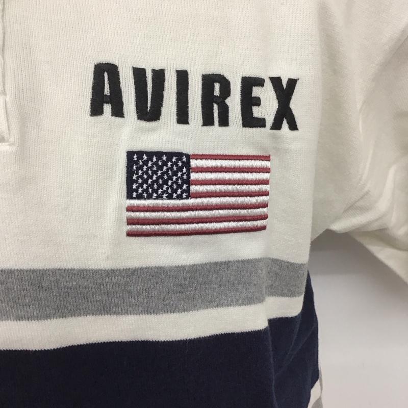 アヴィレックス AVIREX カットソー 半袖 半袖カットソー ヘンリーネックカットソー L ロゴ、文字 白 / ホワイト /  メンズ USED 古着 中古 10125733
