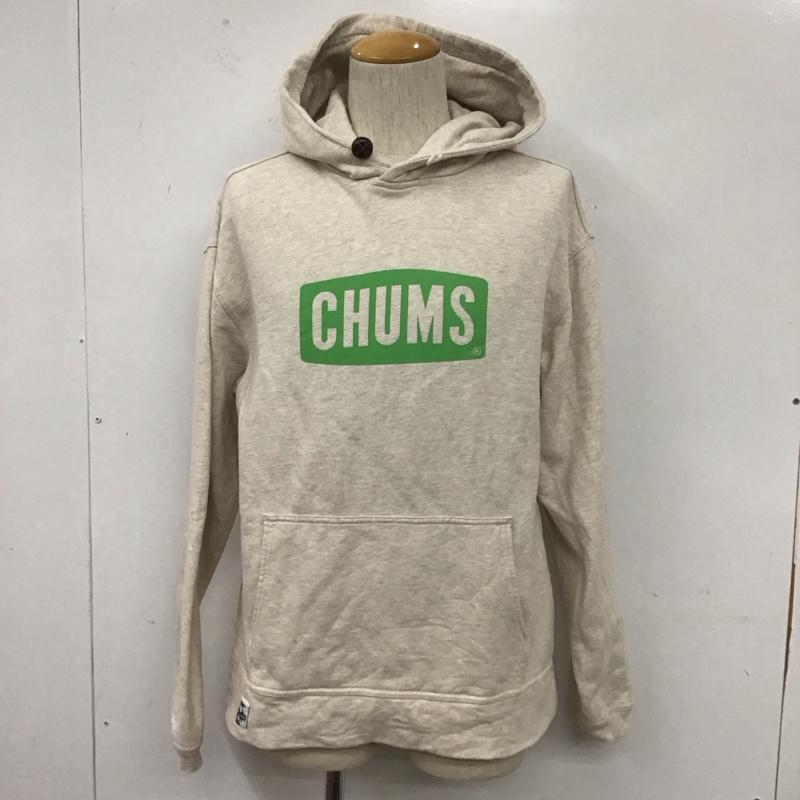 チャムス CHUMS パーカー 長袖 CH00-0646 裏起毛 プルオーバー L ロゴ、文字 アイボリー / アイボリー /  メンズ USED 古着 中古 10107926
