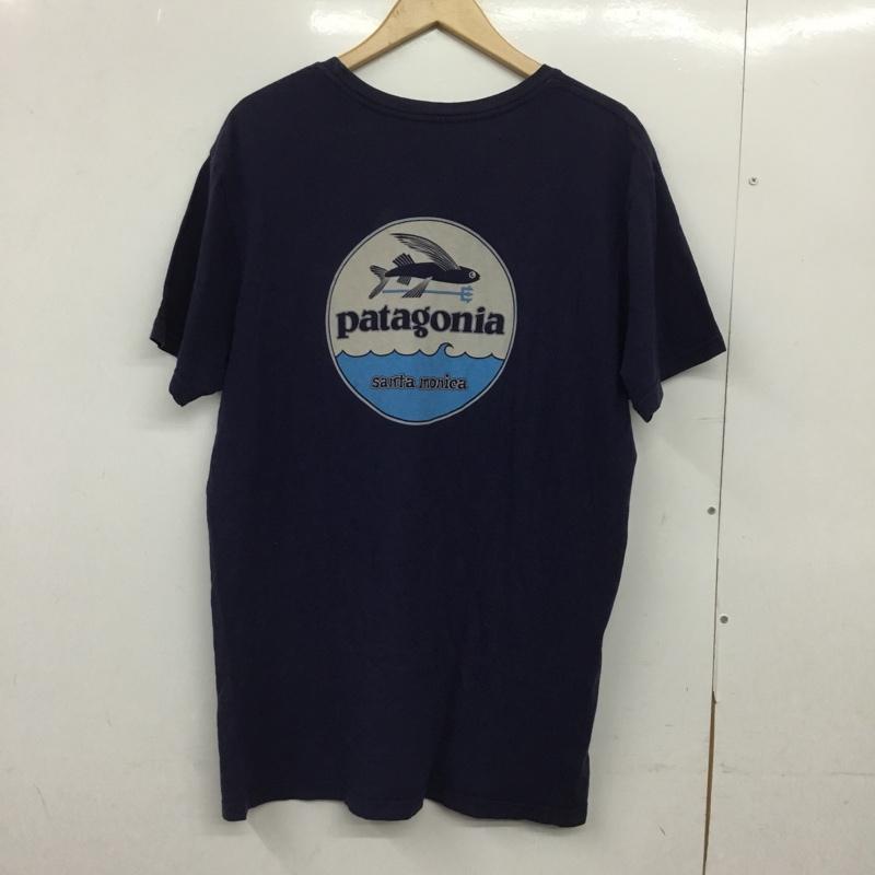 パタゴニア patagonia Tシャツ 半袖 半袖カットソー プリントTシャツ クルーネックカットソー L プリント 紺 / ネイビー /  メンズ USED 古着 中古 10150878
