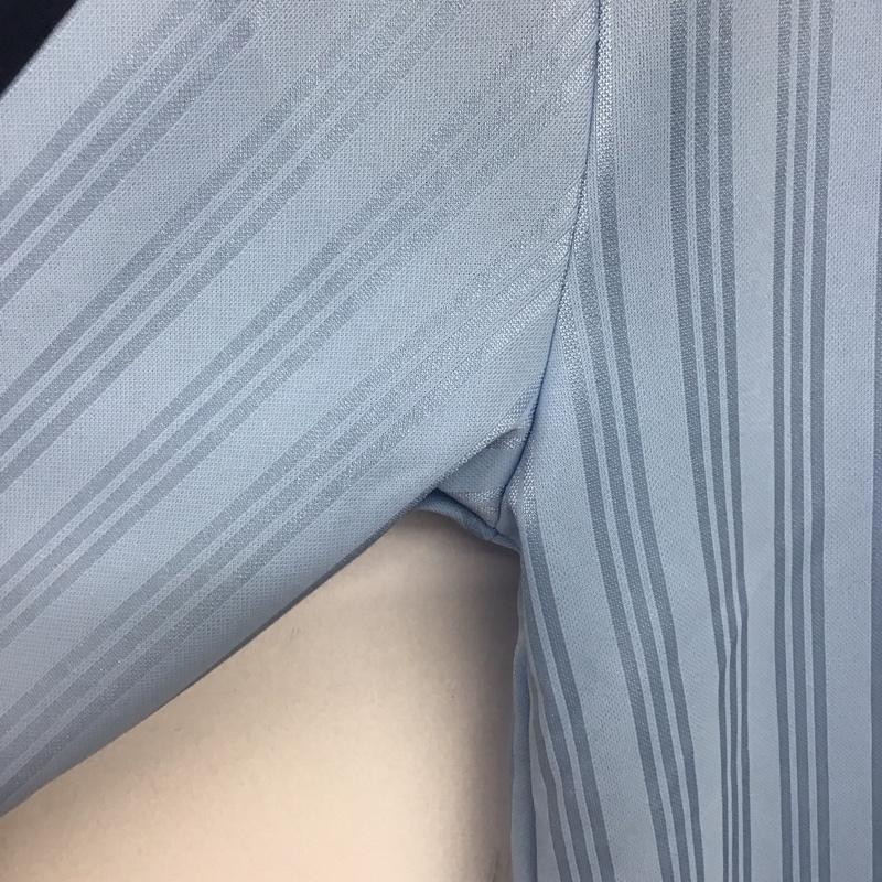 アディダス adidas ポロシャツ 長袖 jd2604 フットボールジャカードVネック長袖ポロシャツ スポーツウェア XL ロゴ、文字 青 / ブルー /  レディース USED 古着 中古 10140130