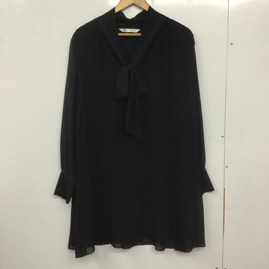 ザラ ZARA ワンピース ひざ丈スカート M 無地 黒 / ブラック /  レディース USED 古着 中古 10139351