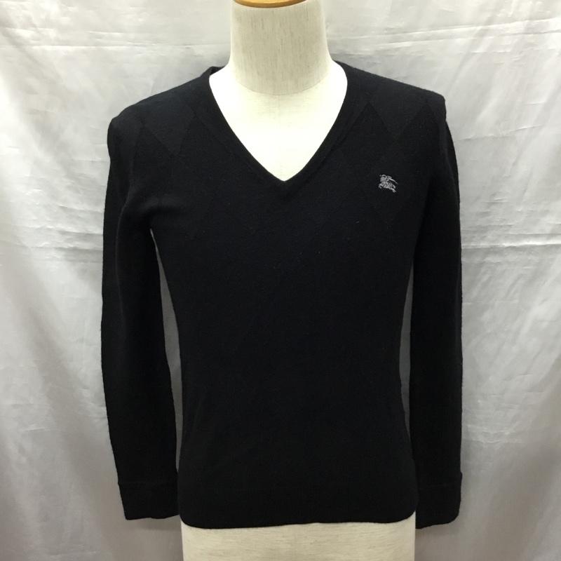 バーバリーブラックレーベル BURBERRY BLACK LABEL ニット、セーター 長袖 2 無地 黒 / ブラック /  メンズ USED 古着 中古 10121812