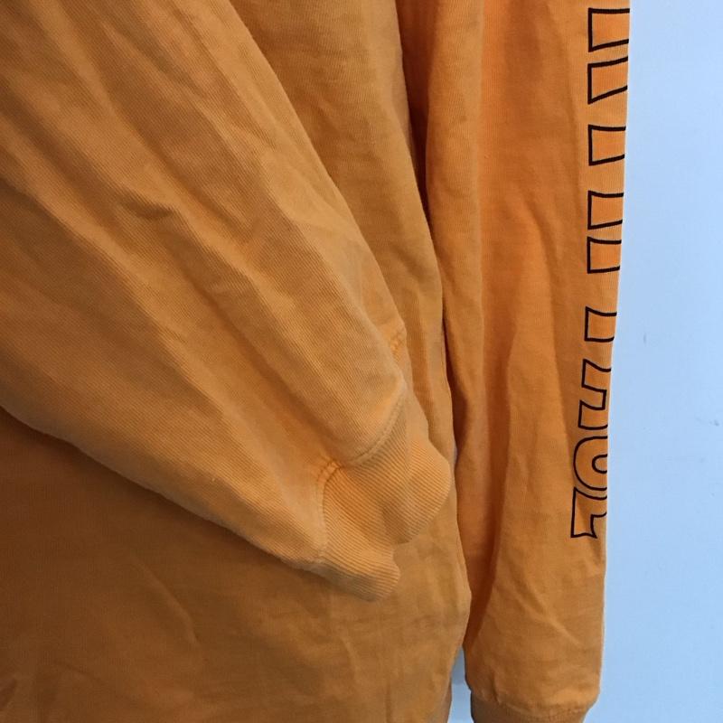 ザノースフェイス THE NORTH FACE カットソー 長袖 長袖カットソー プリントカットソー クルーネック M ロゴ、文字 橙 / オレンジ /  メンズ USED 古着 中古 10124891