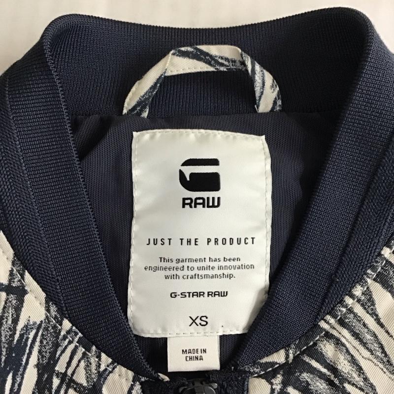 ジースターロゥ G-STAR RAW ジャケット、上着 ジャンパー、ブルゾン D01890 BOY FRIEND BOMBER JACKET ボンバージャケット XS 総柄 紺 / ネイビー / X オフホワイト / オフホワイト /  メンズ USED 古着 中古 10121366