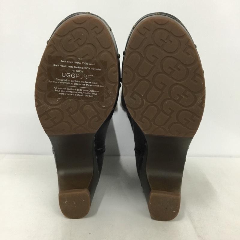アグ UGG ブーツ ショートブーツ 1003856 AMORET ヒール 裏ボア 23cm 23.0cm ロゴ、文字 黒 / ブラック /  レディース USED 古着 中古 10142179