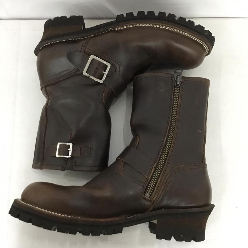 スローウェアライオン SLOW Wear Lion ブーツ エンジニアブーツ OB-859SH ファスナー レザー 9E 無地 茶 / ブラウン /  メンズ USED 古着 中古 10141941