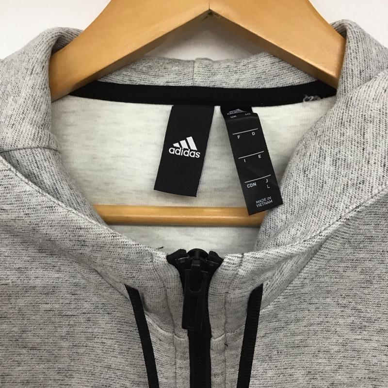 アディダス adidas パーカー 長袖 cg2088 スタジアムフルジップフーディー パーカー スポーツウェア L ロゴ、文字 灰 / グレー /  メンズ USED 古着 中古 10145681