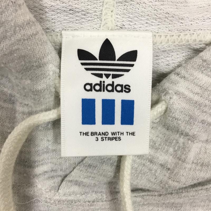 アディダス adidas パーカー 半袖 ADS-3620 スウェット プルオーバー L ロゴ、文字 灰 / グレー / X 黒 / ブラック /  メンズ USED 古着 中古 10117794