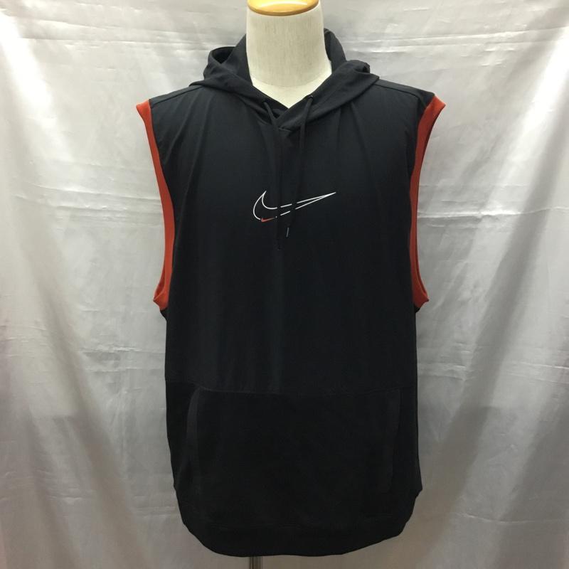 ナイキ NIKE パーカー 半袖 DM6663-010 ノースリーブパーカー DRY-FIT XXL ワンポイント 黒 / ブラック /  メンズ USED 古着 中古 10115688