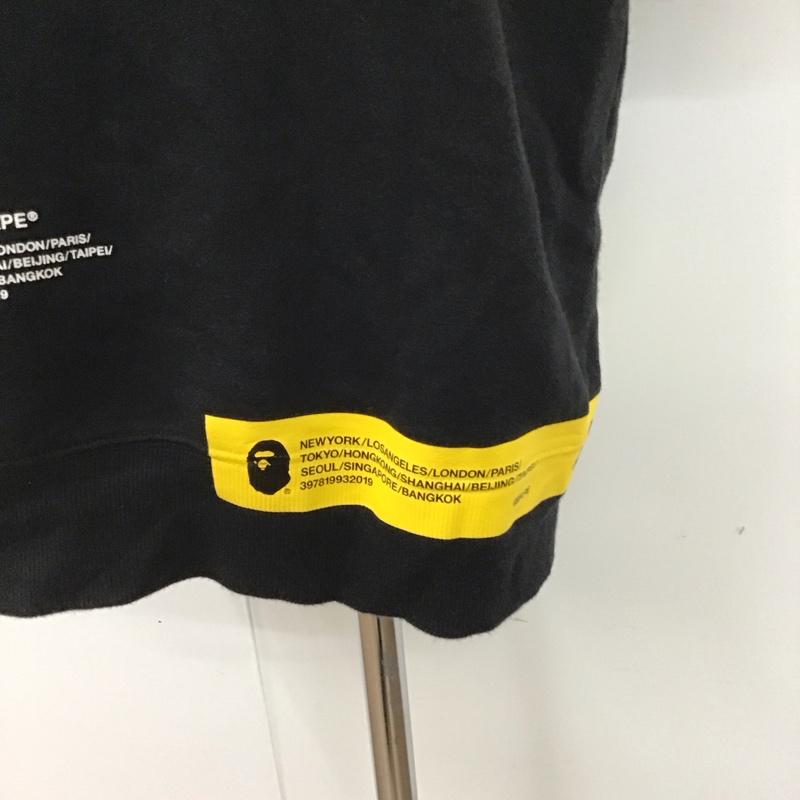アベイシングエイプ A BATHING APE パーカー 半袖 半袖パーカー スウェットカットソー プルオーバー XL ロゴ、文字 黒 / ブラック /  メンズ USED 古着 中古 10119222