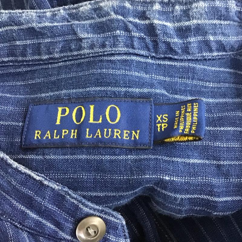 ポロラルフローレン POLO RALPH LAUREN シャツ、ブラウス 長袖 長袖シャツ ノーカラーシャツ ポケットシャツ 長袖カットソー ストライプシャツ XS ストライプ 紺 / ネイビー /  メンズ USED 古着 中古 10114651