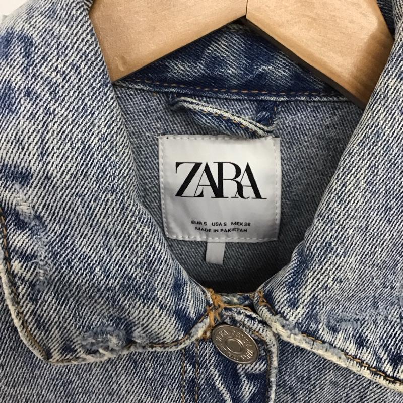 ザラ ZARA ジャケット、上着 ジャケット、ブレザー デニムジャケット Gジャン アウター カジュアルジャケット S ダメージ加工 インディゴ / インディゴ /  レディース USED 古着 中古 10136055