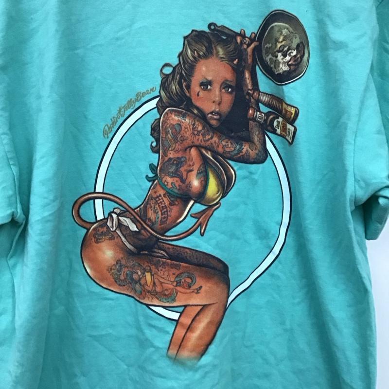 エロスティカ EROSTiKA Tシャツ 半袖 半袖カットソー プリントTシャツ クルーネックカットソー XL プリント 緑 / グリーン /  メンズ USED 古着 中古 10134632