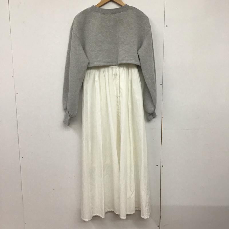 ダブルクローゼット w closet ワンピース ロングスカート 341257 コンビワンピース 裏起毛 スウェット ノースリーブワンピース セット 異素材ワンピース FREE 無地 白 / ホワイト / X 灰 / グレー /  レディース USED 古着 中古 10146504
