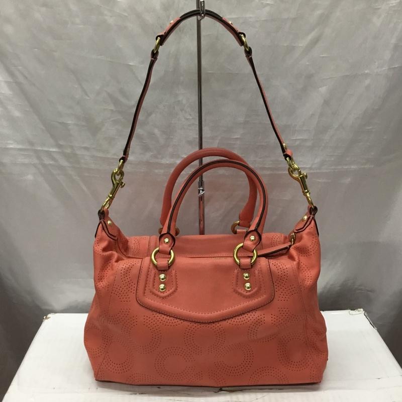 コーチ COACH ハンドバッグ ハンドバッグ F23245 オプアート レザー 2WAY ショルダー パンチング ロゴ、文字 桃 / ピンク /  レディース USED 古着 中古 10120741