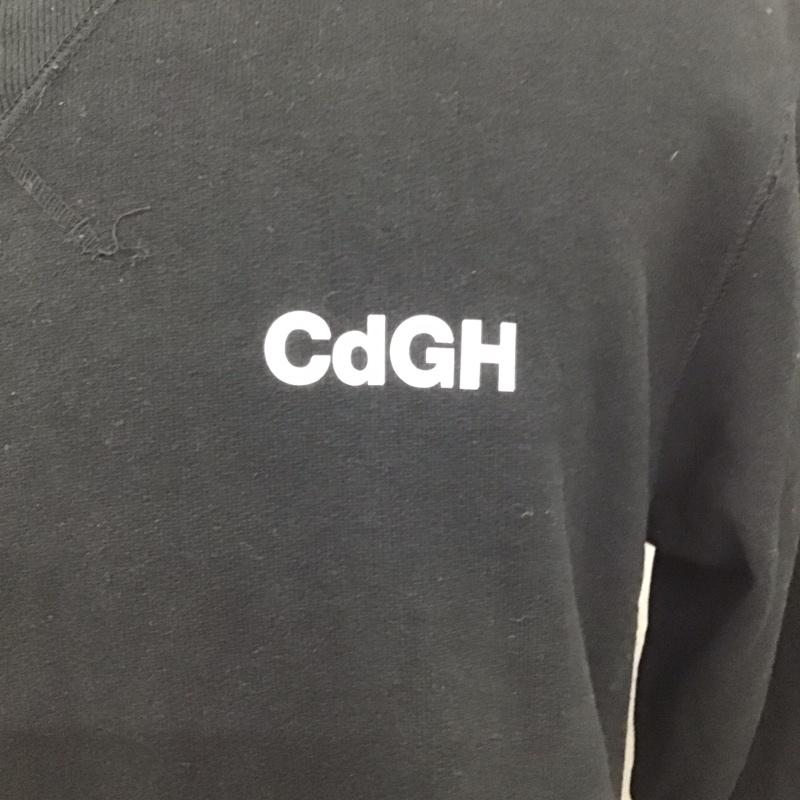 コムデギャルソンオム COMME des GARCONS HOMME トレーナー 長袖 長袖トレーナー スウェット クルーネック リブスウェットカットソー S ロゴ、文字 黒 / ブラック /  メンズ USED 古着 中古 10117630