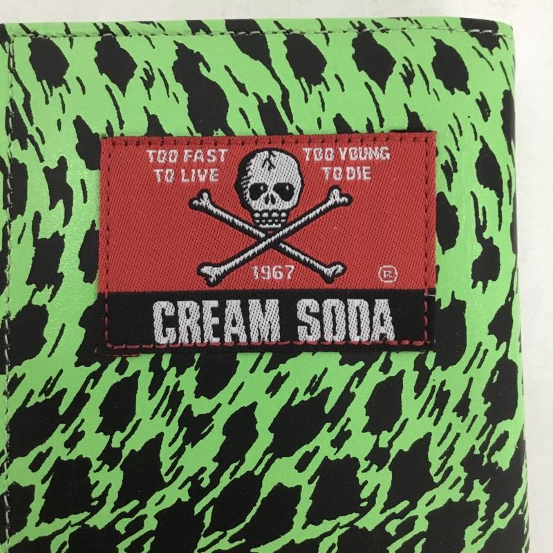 クリームソーダ CREAMSODA 財布 長財布 BOUNTY HUNTER ヒョウ柄 レオパード ロゴ、文字 薄緑 / ライトグリーン / X 黒 / ブラック /  メンズ USED 古着 中古 10146889