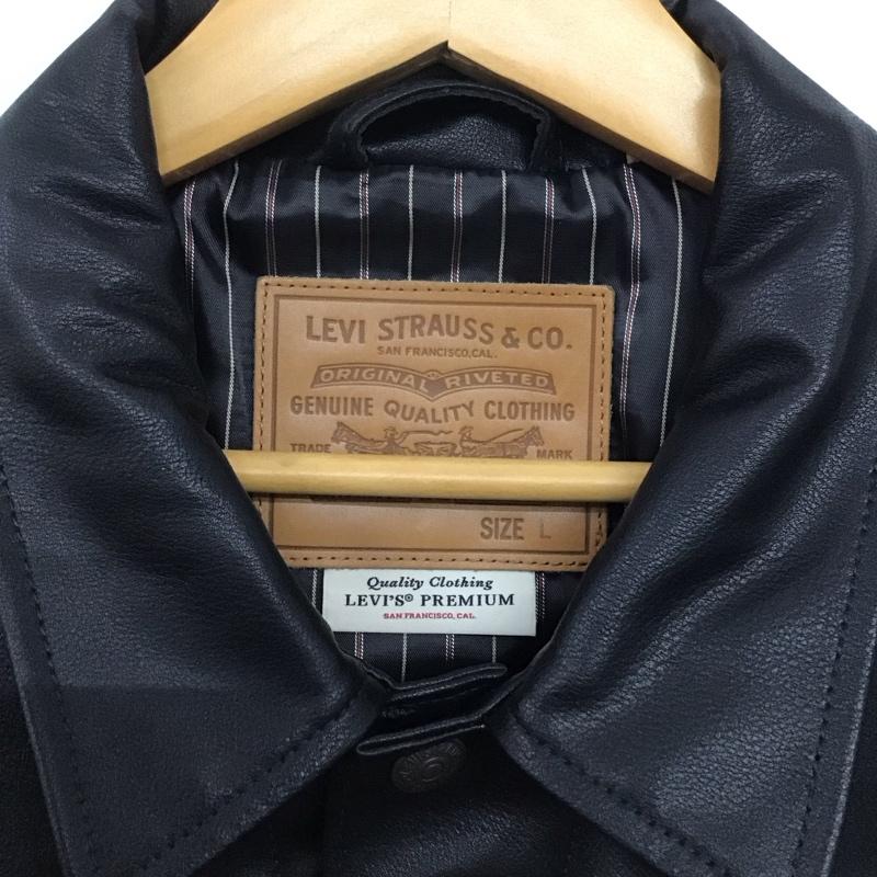 リーバイストラウスアンドコー Levi Strauss & co. ジャケット、上着 ジャケット、ブレザー レザージャケット フロントボタン アウター L 無地 黒 / ブラック /  メンズ USED 古着 中古 10142365