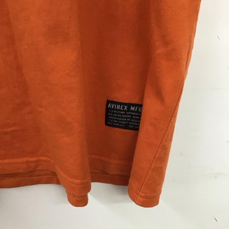 アヴィレックス AVIREX Tシャツ 半袖 半袖カットソー プリントTシャツ クルーネックカットソー XL ロゴ、文字 橙 / オレンジ /  メンズ USED 古着 中古 10150251