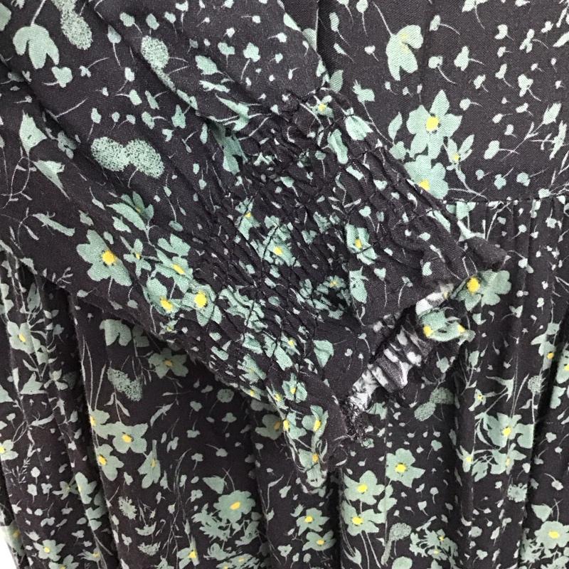 ザラ ZARA ワンピース ロングスカート 4479 243 800 ノーカラー 長袖 ティアード XS 花柄 黒 / ブラック /  レディース USED 古着 中古 10114465