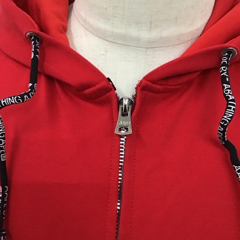 アベイシングエイプ A BATHING APE パーカー 長袖 長袖パーカー フード付きパーカー プリントスウェット ジップアップパーカー fila L ロゴ、文字 赤 / レッド /  メンズ USED 古着 中古 10122112