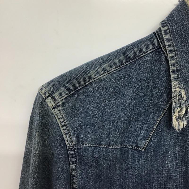 リーバイス Levi s シャツ、ブラウス 長袖 長袖デニムシャツ カラーシャツ 長袖シャツ クラッシュ XS ダメージ加工 インディゴ / インディゴ /  メンズ USED 古着 中古 10147597