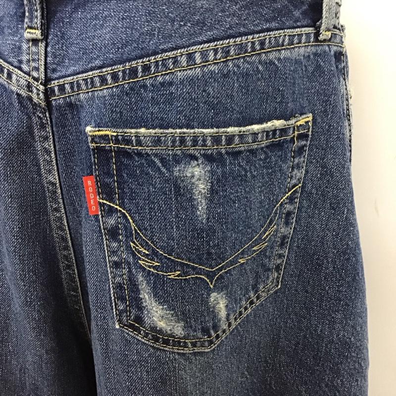 ロデオクラウンズ Rodeo Crowns パンツ デニム、ジーンズ 420BAP11-0330 ガチョウデニムパンツ ワイドパンツ M ダメージ加工 インディゴ / インディゴ /  レディース USED 古着 中古 10117334