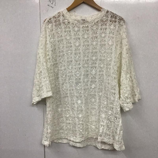 ローリーズファーム LOWRYS FARM カットソー 七分袖 LF623311 レースチュニック5分袖 タグ付き FREE レース柄 白 / ホワイト /  レディース USED 古着 中古 10129129