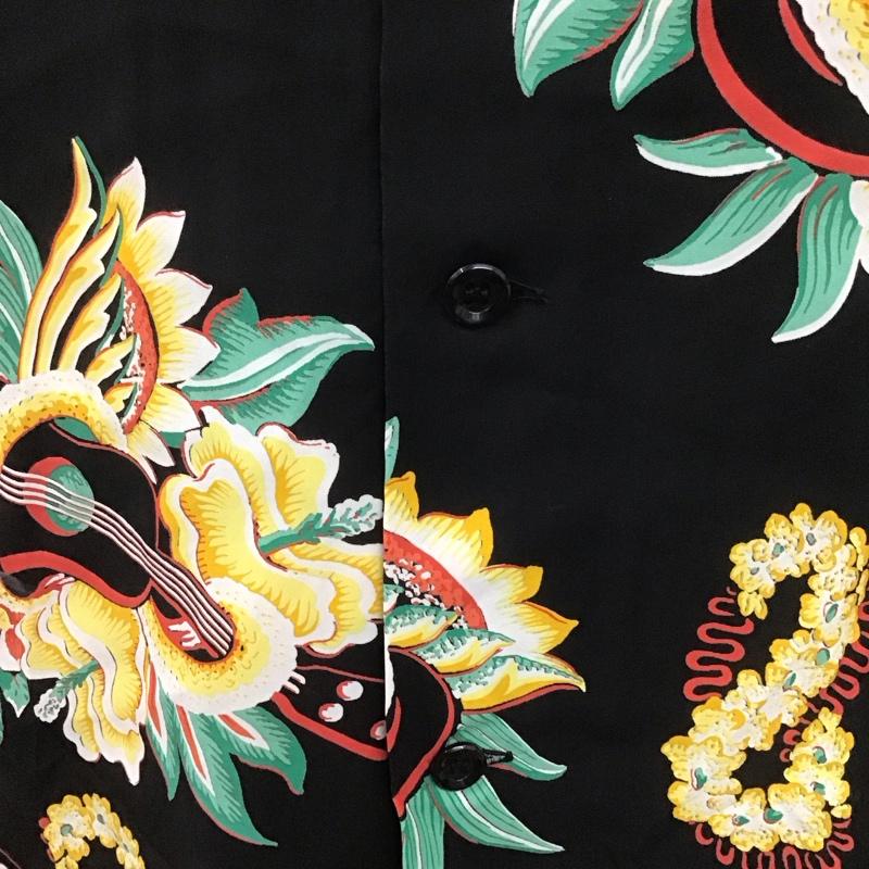 サンサーフ SUN SURF シャツ、ブラウス 半袖 SS38565 アロハシャツ マッキントッシュ ウクレレ 半袖シャツ XL プリント 黒 / ブラック /  メンズ USED 古着 中古 10106769