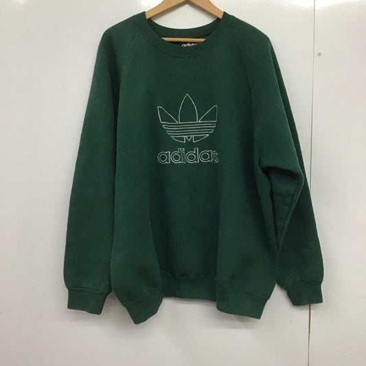 アディダス adidas トレーナー 長袖 長袖トレーナー スウェット クルーネック プルオーバー L ロゴ、文字 緑 / グリーン /  メンズ USED 古着 中古 10146231