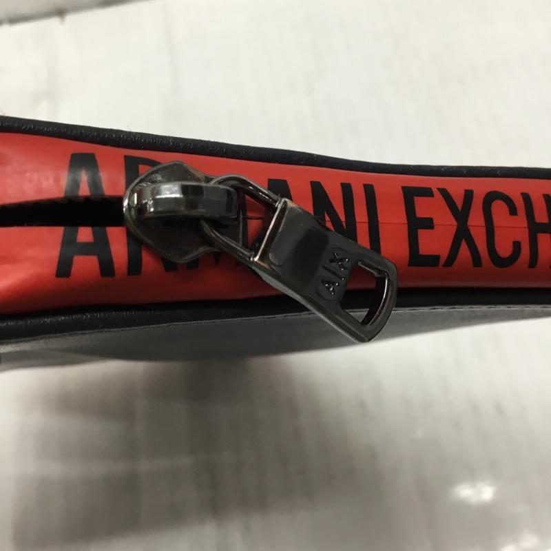 アルマーニエクスチェンジ A/X ARMANIEXCHANGE 財布 長財布 ラウンドファスナー レザー ロゴ、文字 紺 / ネイビー / X 赤 / レッド /  メンズ USED 古着 中古 10109119